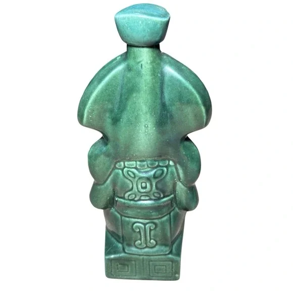 Vtg Kahlua Mayan Aztec Warrior Decanter Green 6 Shot Glass Set MCM Barware Rare - Picture 7 of 16